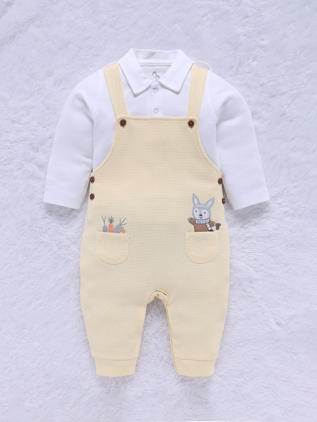 Dungaree - Baby Blue Bunny Waffle