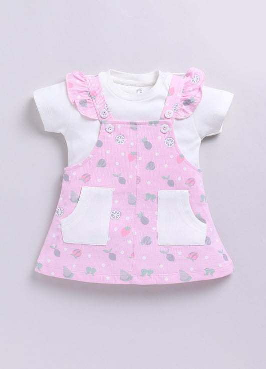 Baby Girl Floral Pinafore Dress with Cute Pockets-PURPLE