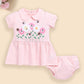 Baby Girl Peter Pan Collar Dress with Flowers & Bees-PINK