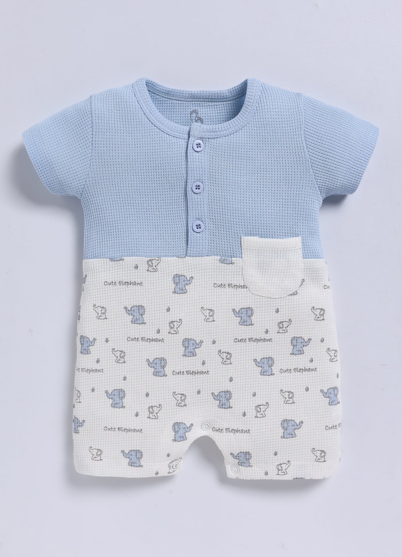 Half-Sleeve Romper for Boys – Sky Blue Cute Elephant