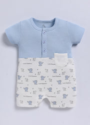 Half-Sleeve Romper for Boys – Sky Blue Cute Elephant