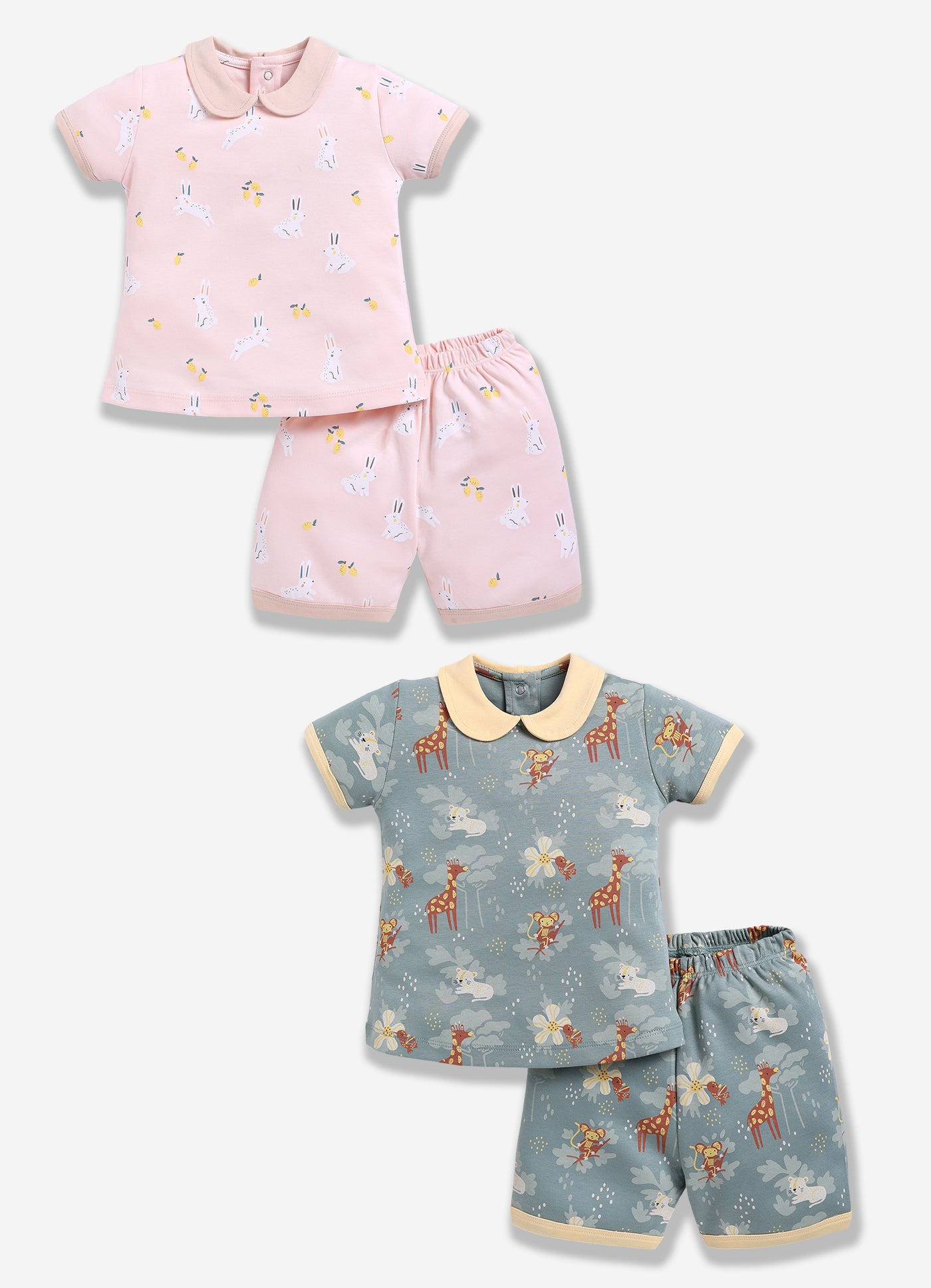 Half-Sleeve Top & Bottom For Girls - Rose & Olive