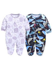 Full Sleeve Romper for Boys - Off-White & Navy