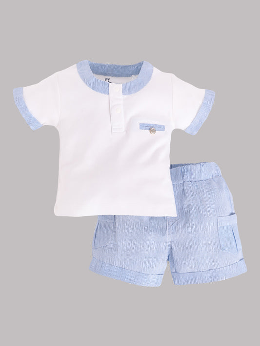 Half T-shirt and Shorts Set for Baby Boys 100% pure cotton-SKY