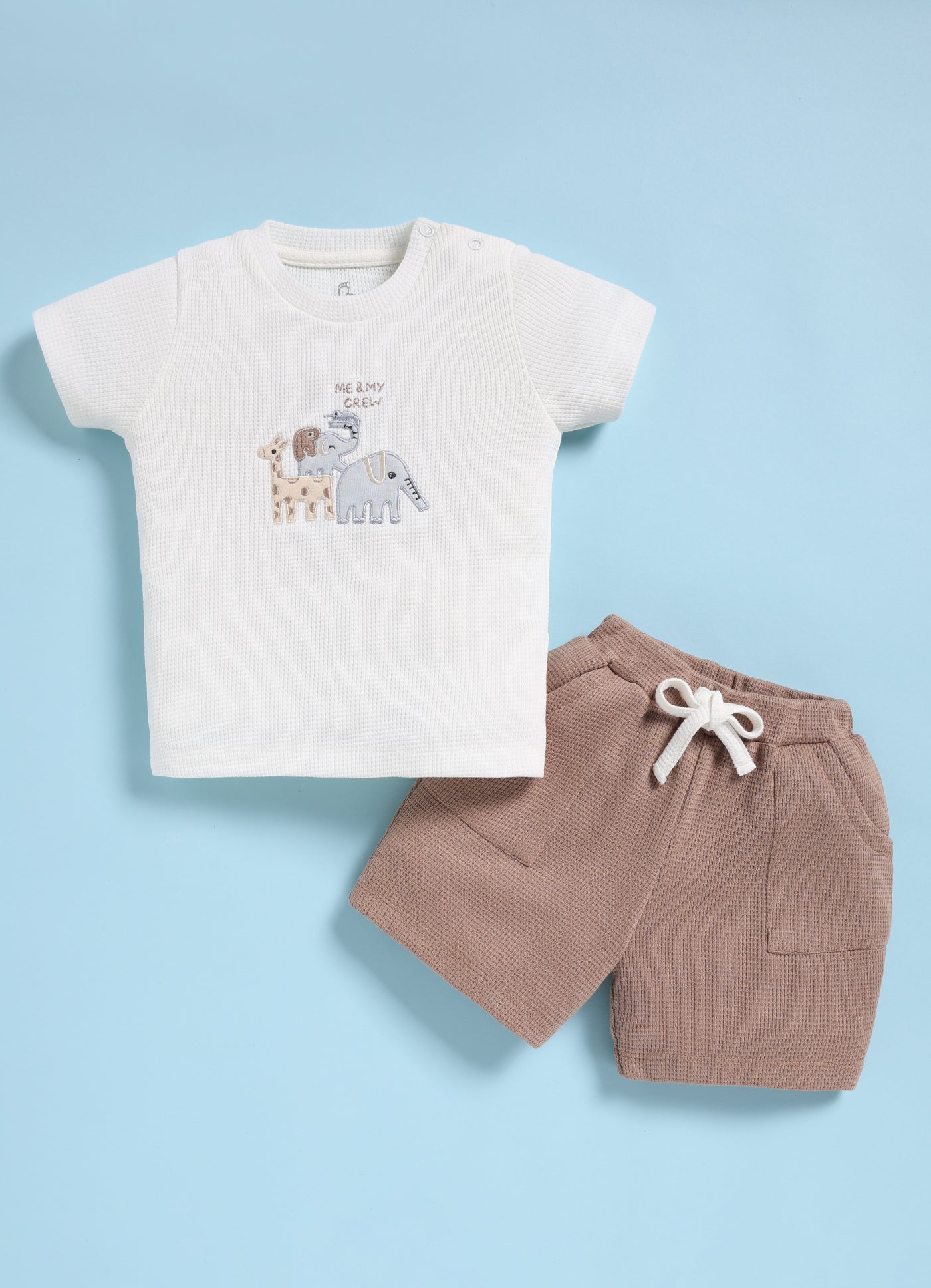 Half-Sleeve Top & Bottom For Boys - Brown Me & My Crew