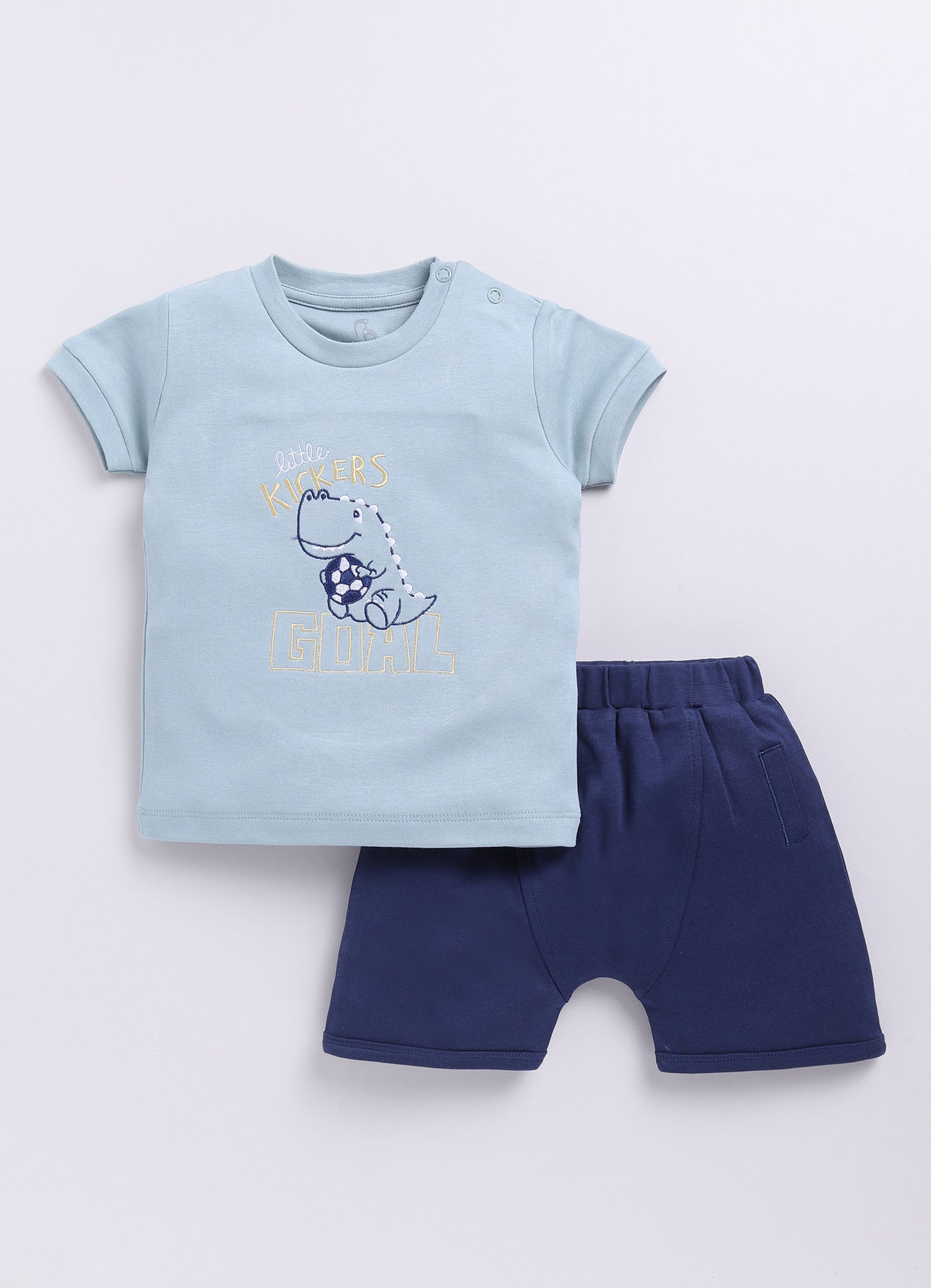 Baby Boy Dinosaur Printed Half T shirt & Short Set-Pista