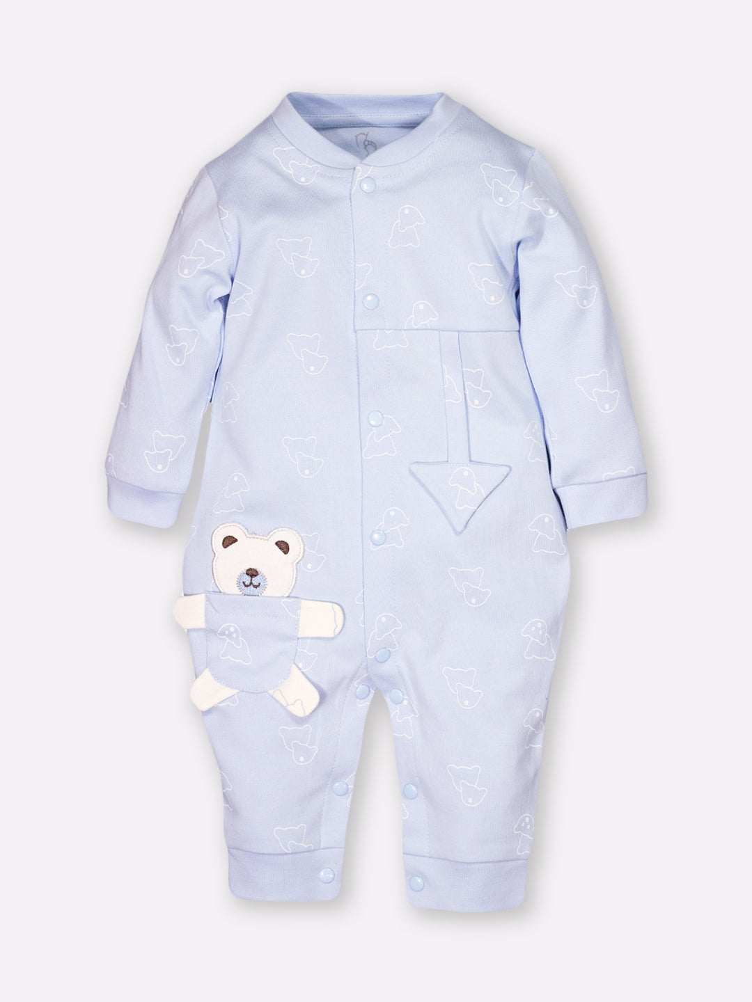 Full sleeve 100% Pure Cotton Romper for Newborn to Toddler Baby Boy-SKY BLUE