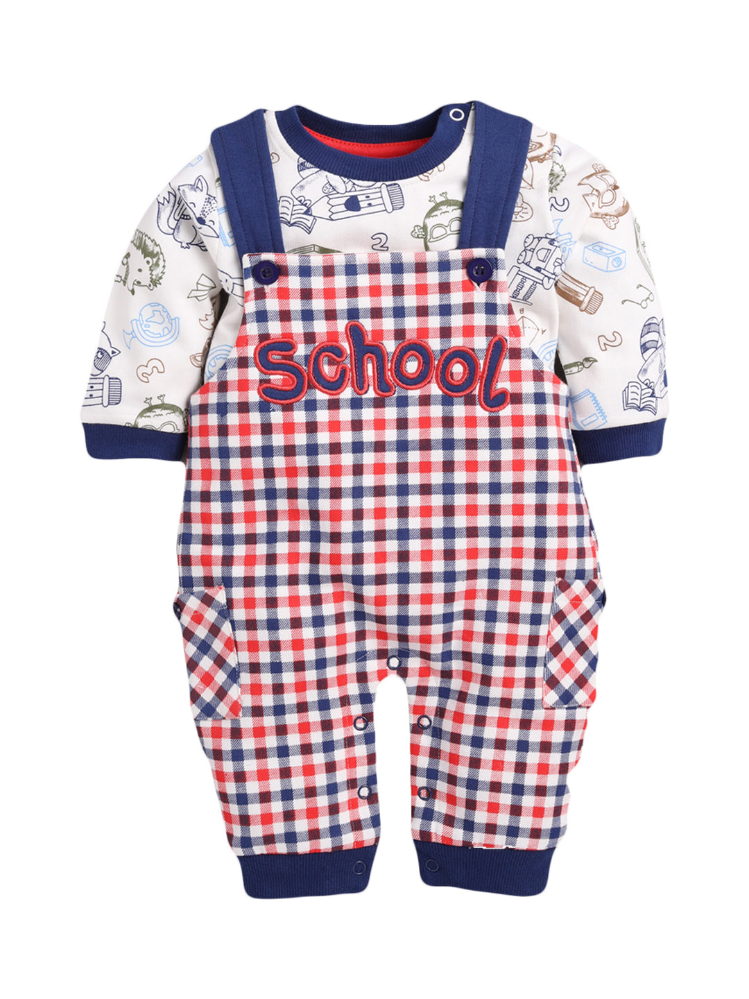 Full Sleeve Casual Cotton Dungaree Dress for Baby Boys NAVY