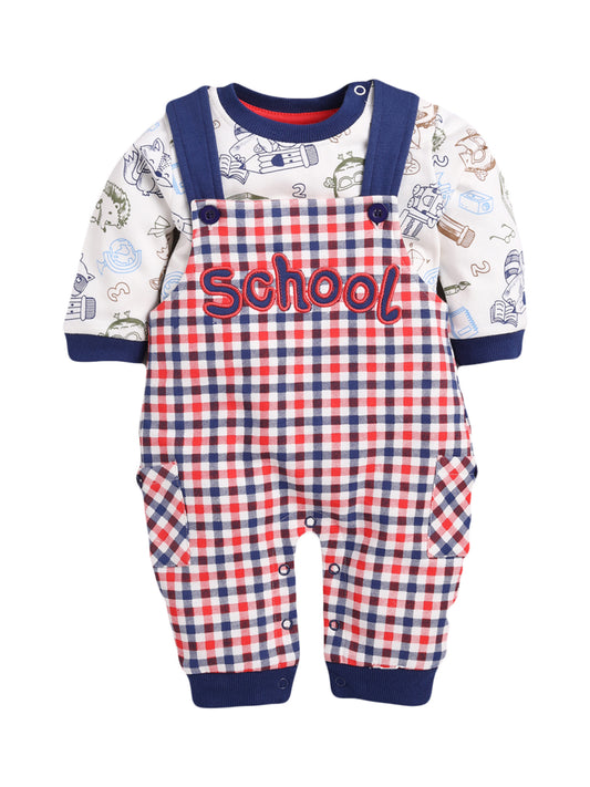 Full Sleeve Casual Cotton Dungaree Dress for Baby Boys NAVY