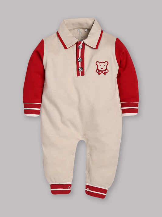 Full Sleeves Rompers/Bodysuit/Sleepsuit for Baby Boys - BEIGE