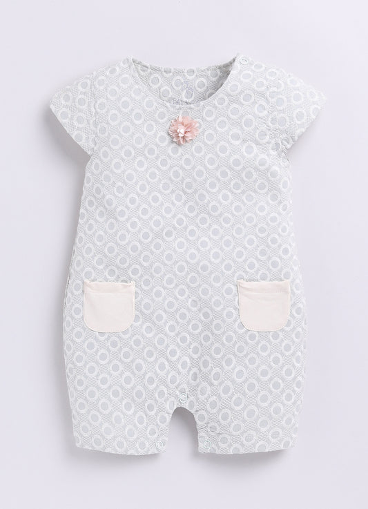 Cute Baby Girl Romper With Flower-PISTA GREEN