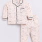 Cute Baby Girl Stars Printed Night Suit-BEIGE
