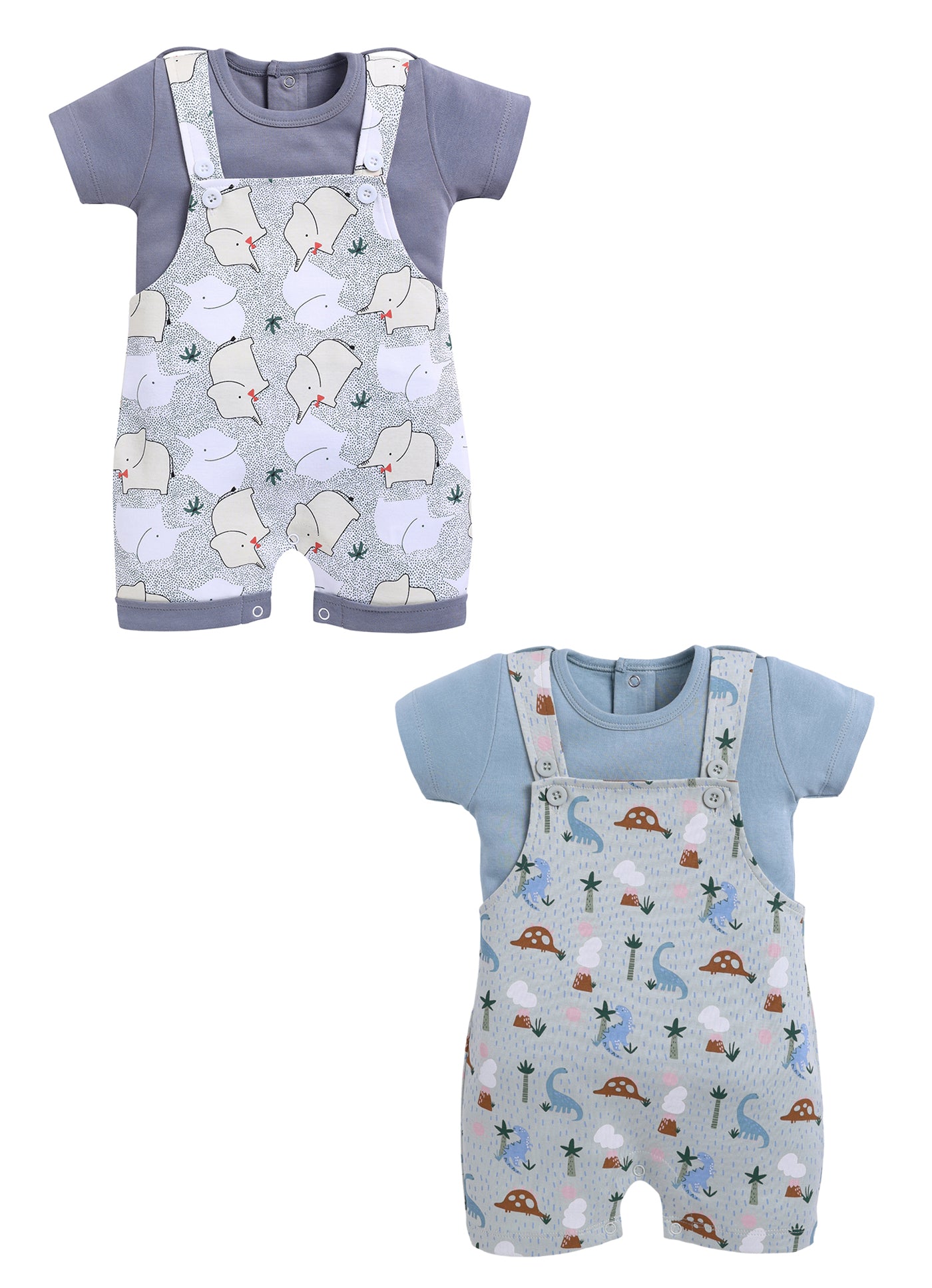 Half Sleeve Dungaree for Boys - Pista Green & Light Green