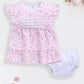 Baby Girl Floral Print Ruffle Sleeve Dress & Panty Set-PINK