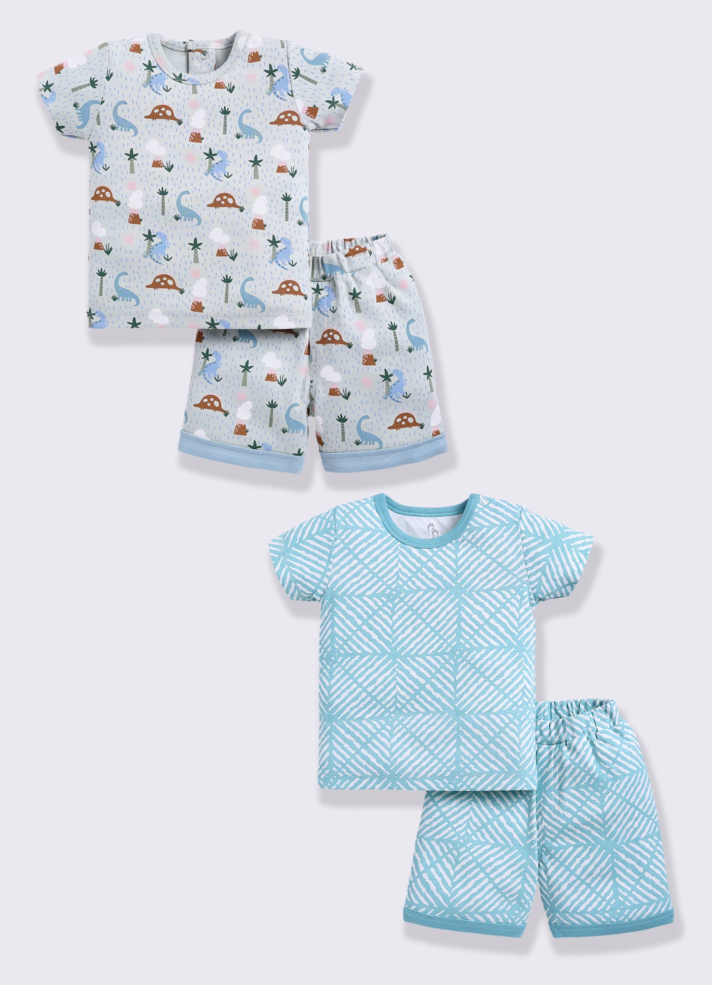 Half Sleeve Top & Bottom for Boys - Pista Green & Sea Green