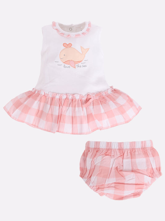 Baby girl Knee Length Dress-FUSHIA