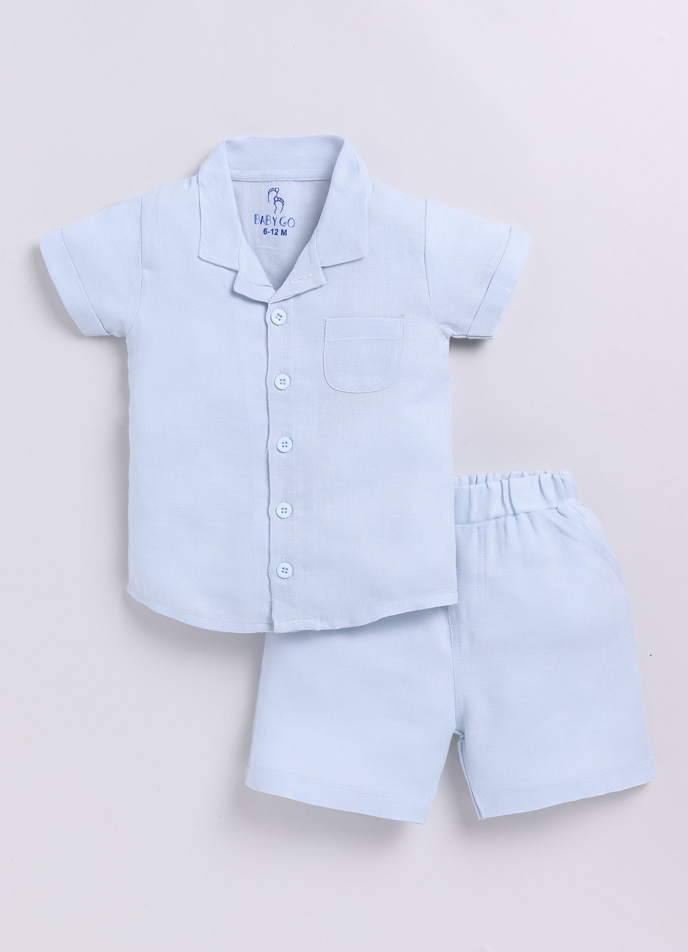 Baby Boy Solid Color T Shirt & Short-SKY