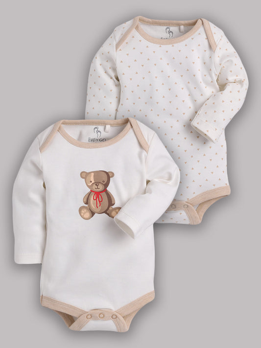 Boys Baby Romper for All Season/Sleep Suit/Comfort fit/ 100% Cotton (Set of 2)-BEIGE