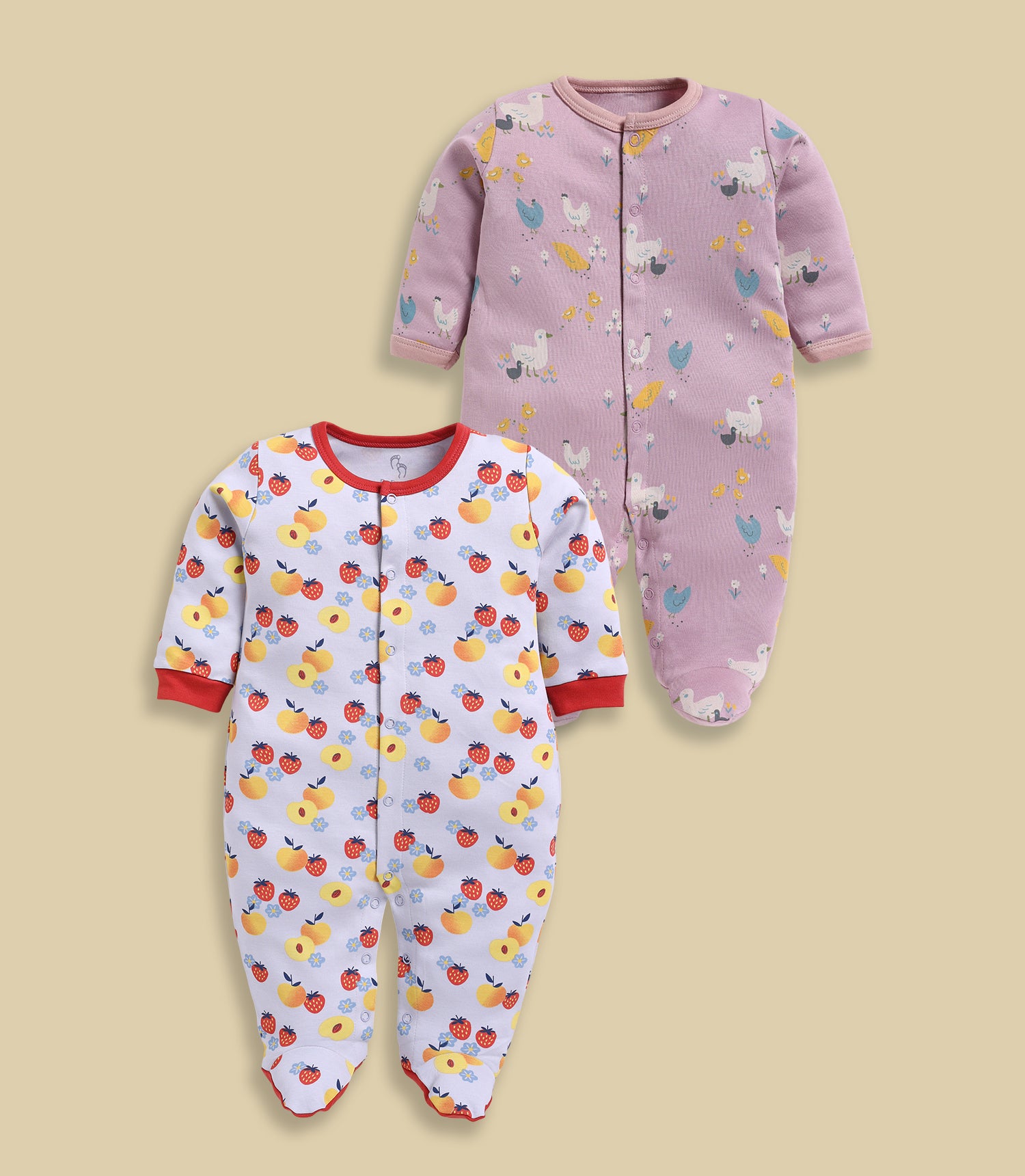 Full Sleeve Romper for Girls - Peach & Stone