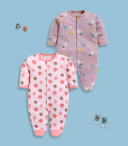 Full Sleeve Romper for Girls - Stone & Coral
