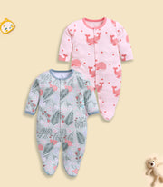 Full Sleeve Romper for Girls - Salmon & Sage