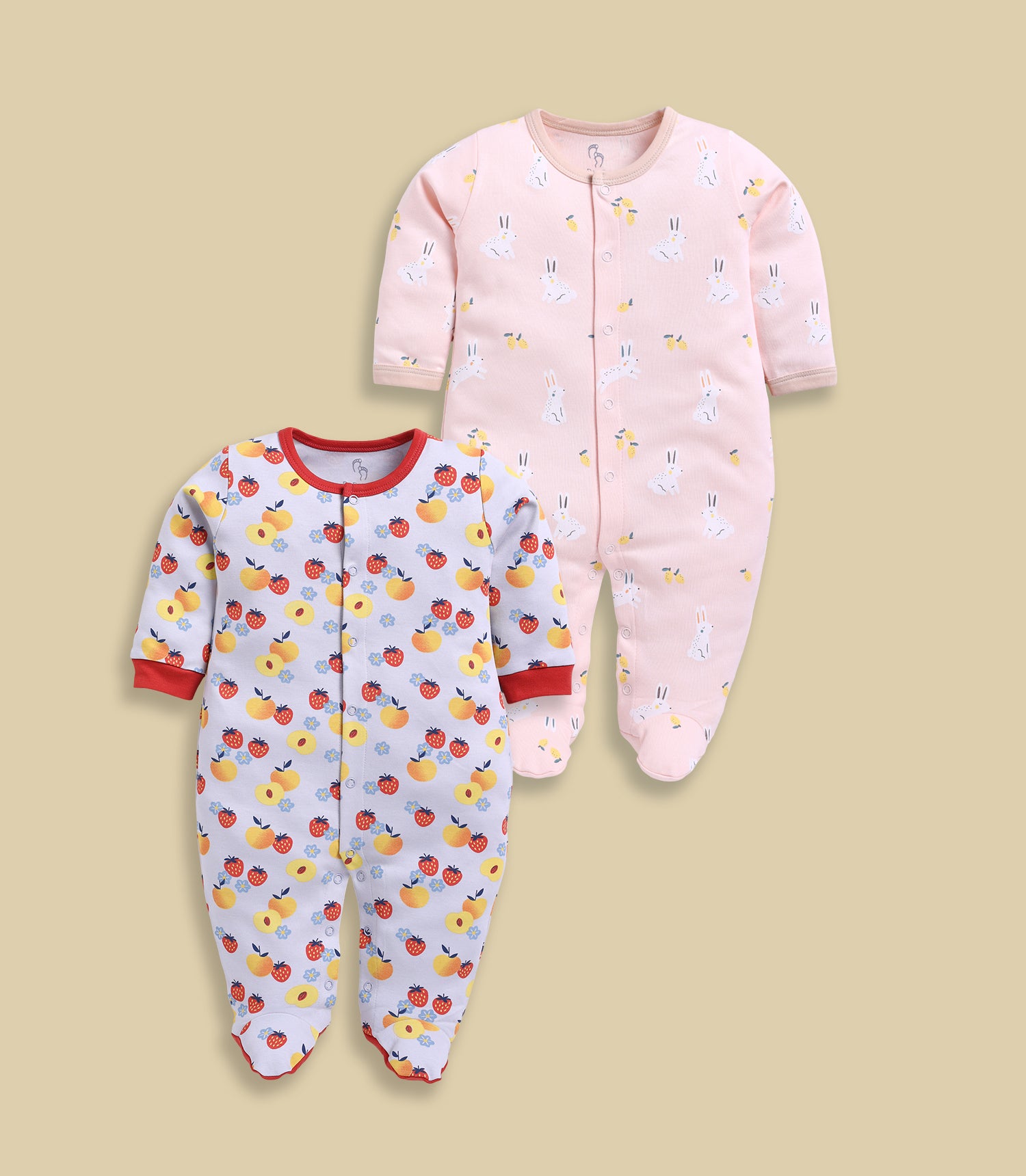 Full Sleeve Romper for Girls - Peach & Rose