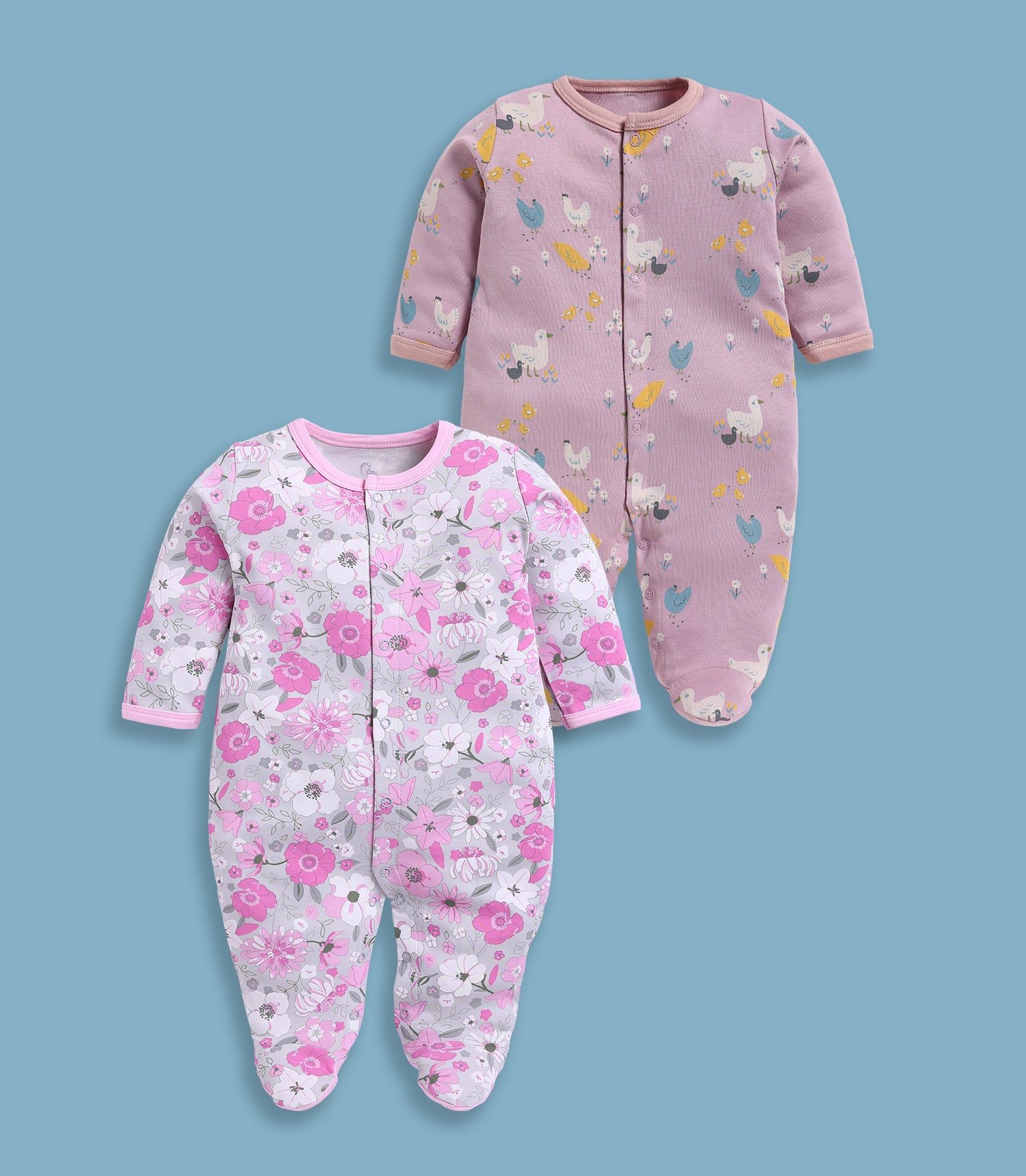 Full Sleeve Romper for Girls - Stone & Pink