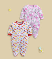 Full Sleeve Romper for Girls - Peach & Pink