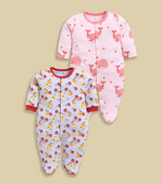 Full Sleeve Romper for Girls - Peach & Salmon