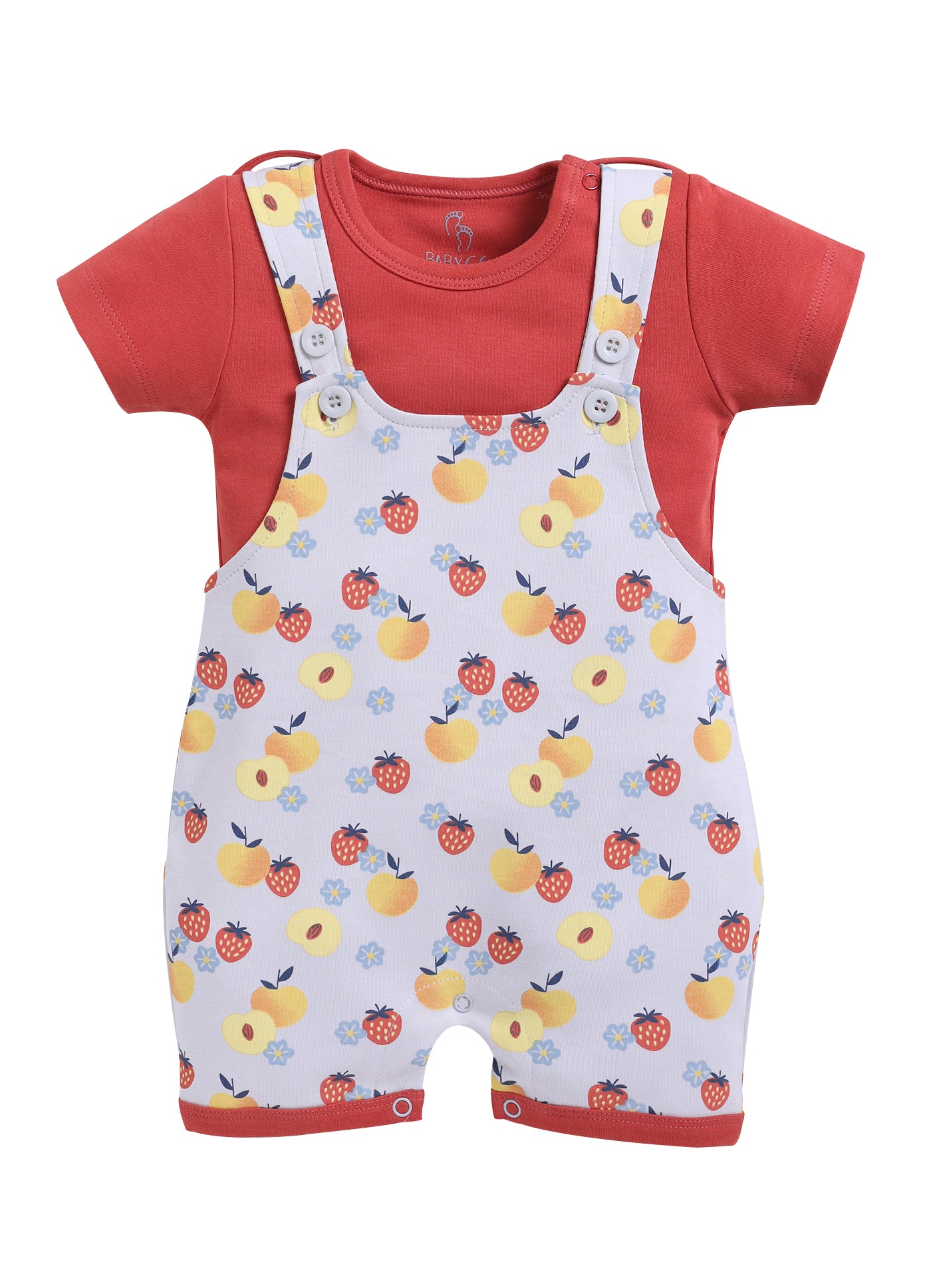 Half Sleeve Dungaree for Girls - Peach