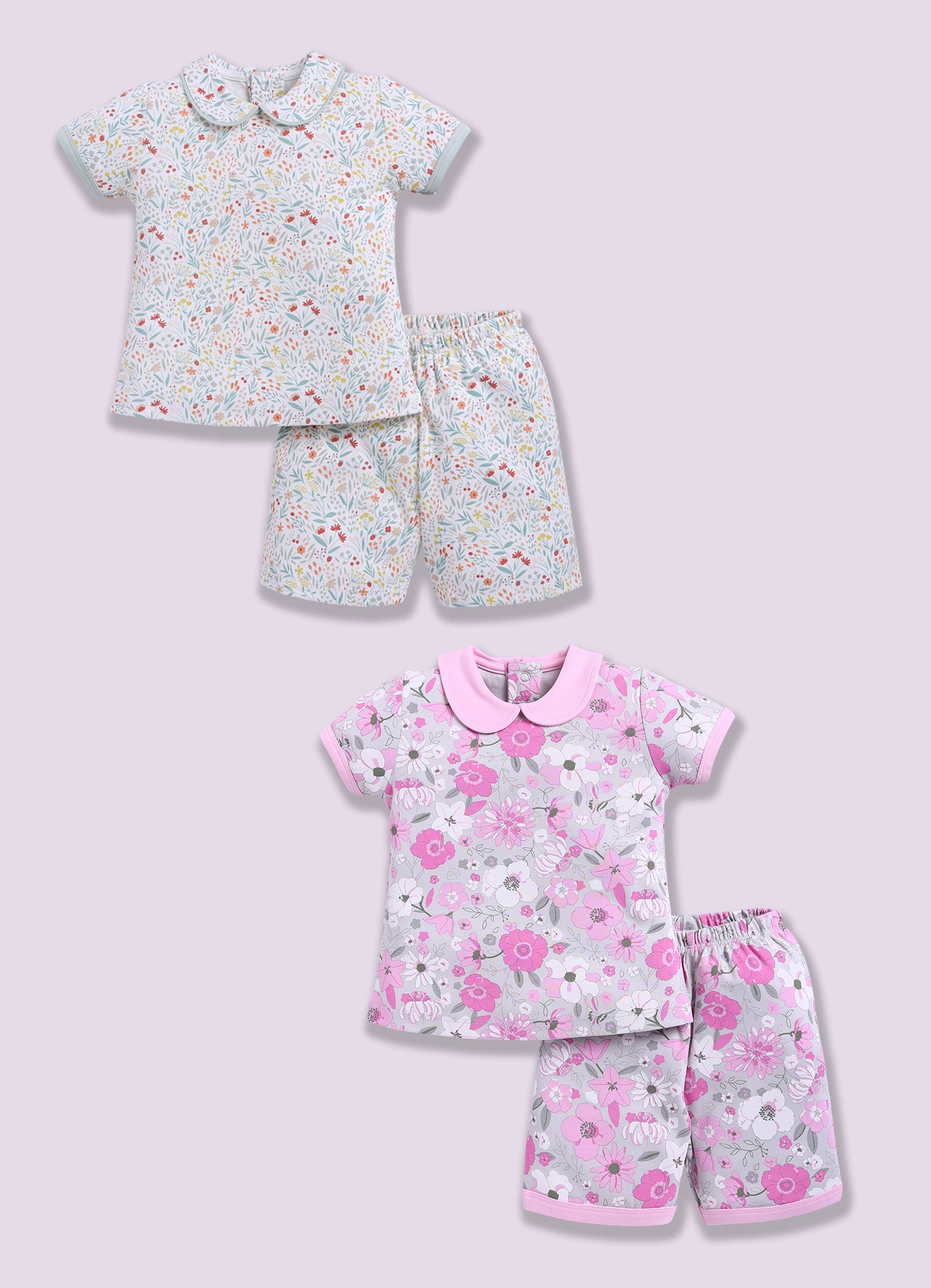 Half-Sleeve Top & Bottom For Girls - Mint & Pink