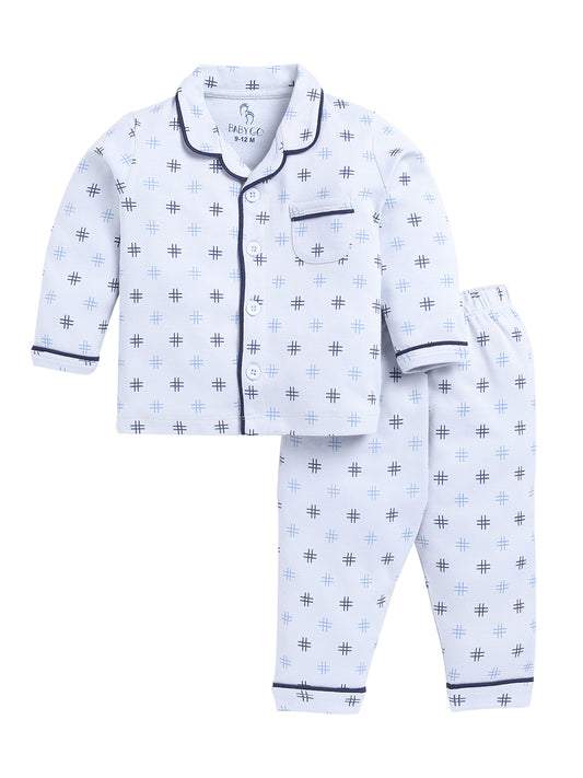 Baby Boy Comfy Printed Night Suit-BLUE