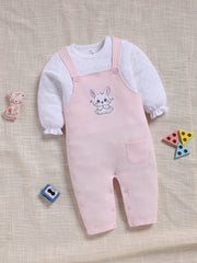 Dungaree - Baby Pink Bunny Polka Dot