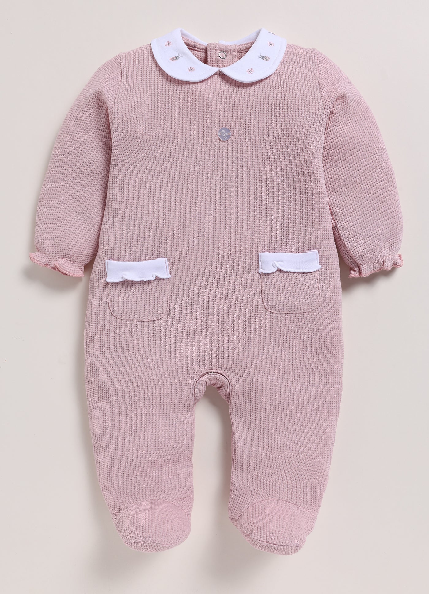 Full Sleeve Romper for Girls - Mauve Waffle Knit