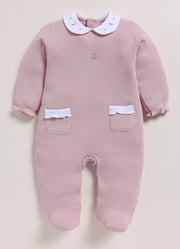 Full Sleeve Romper for Girls - Mauve Waffle Knit