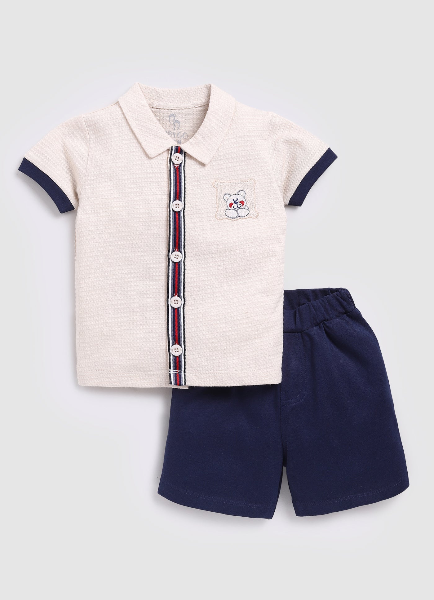 Casual Baby Boy's Tshirt with Short set-Beige