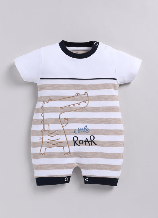 Little Roar Cute Crocodile Baby Boy Romper-Light Brown