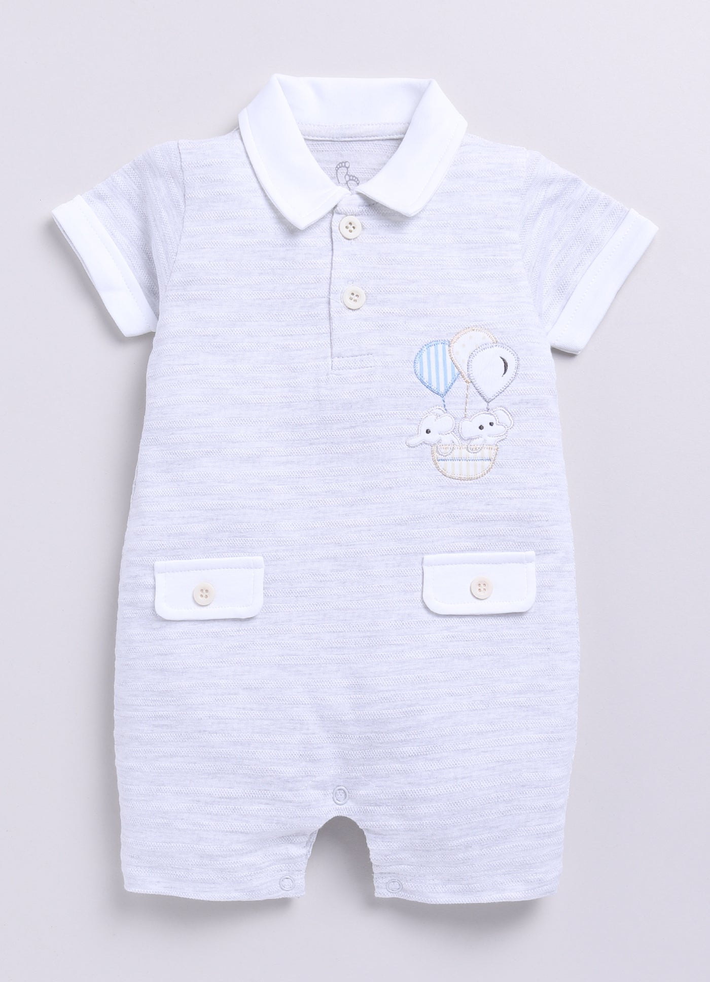 Baby Boy Summer Bear Balloon Romper - Melange