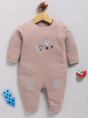 Full Sleeve Romper for Boys – Dusty Pink Woodland Animal Ribbed