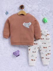 Top & Bottom for Boys - Brown Happy Elephant