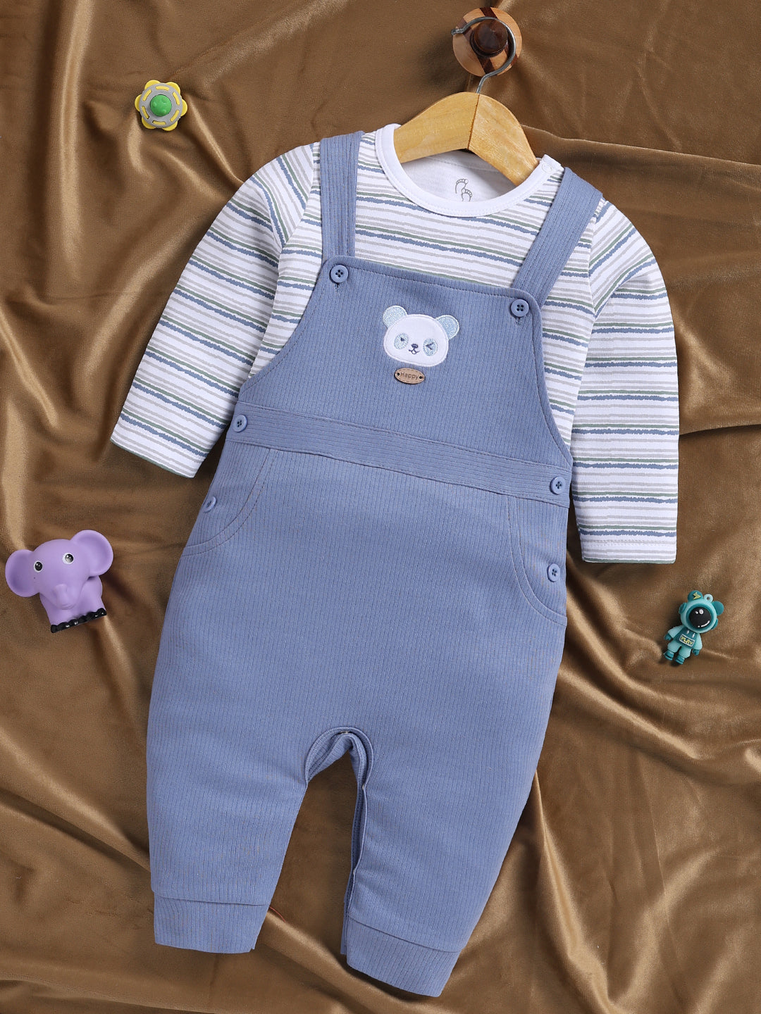 Dungaree - Blue Happy Bear