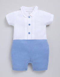 Cute Fromal Baby Boy Half Sleeves Romper-BLUE
