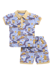 Half Sleeve Top & Bottom for Boys - Yellow