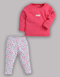 Baby full sleeve Cotton Dress/T-shirts pant set clothes for Baby Girl FUSHIA
