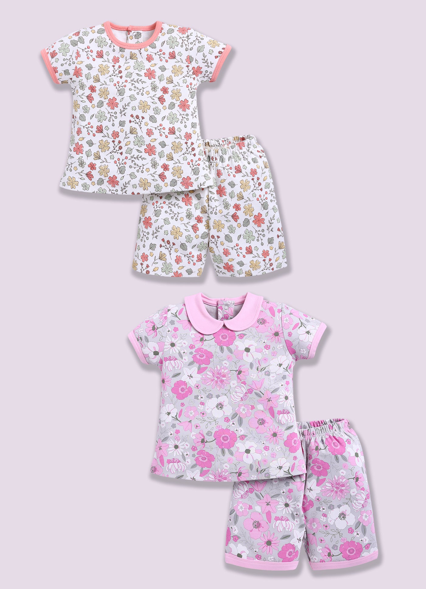 Half-Sleeve Top & Bottom For Girls - Teal & Pink