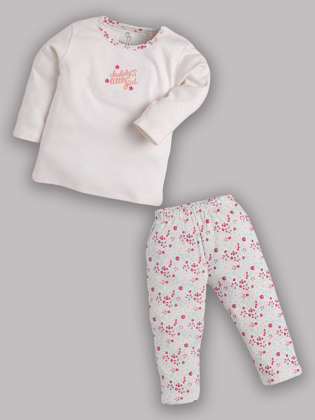 Baby full sleeve Cotton Dress/T-shirts pant set clothes for baby Girl Daddy's Little Girl PEACH