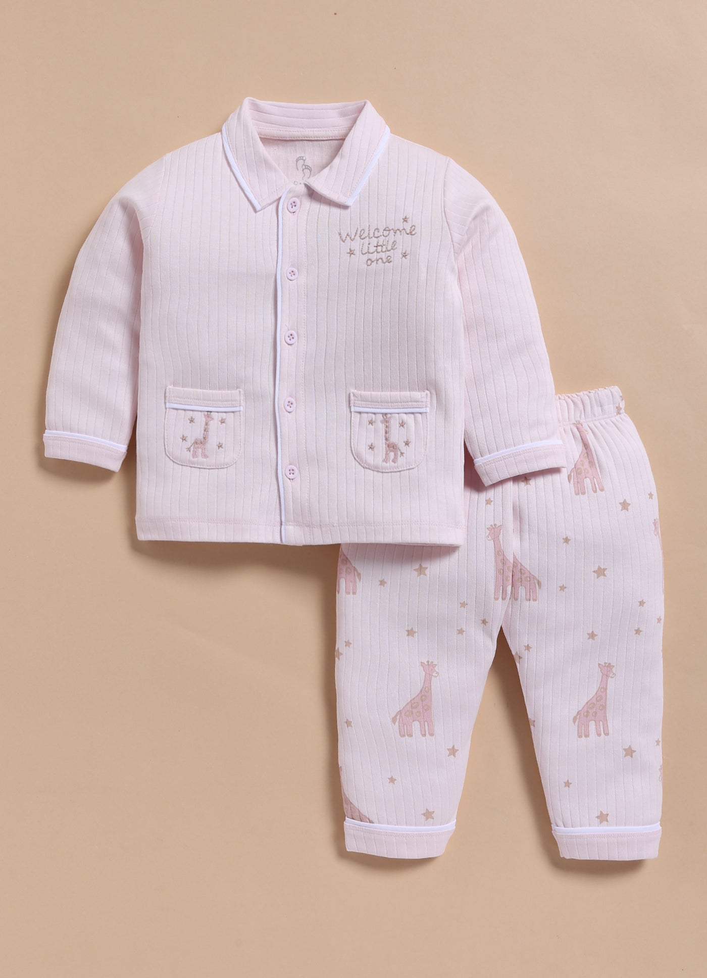 Full-Sleeve Nightsuits for Girls - Pink Welcome Little One