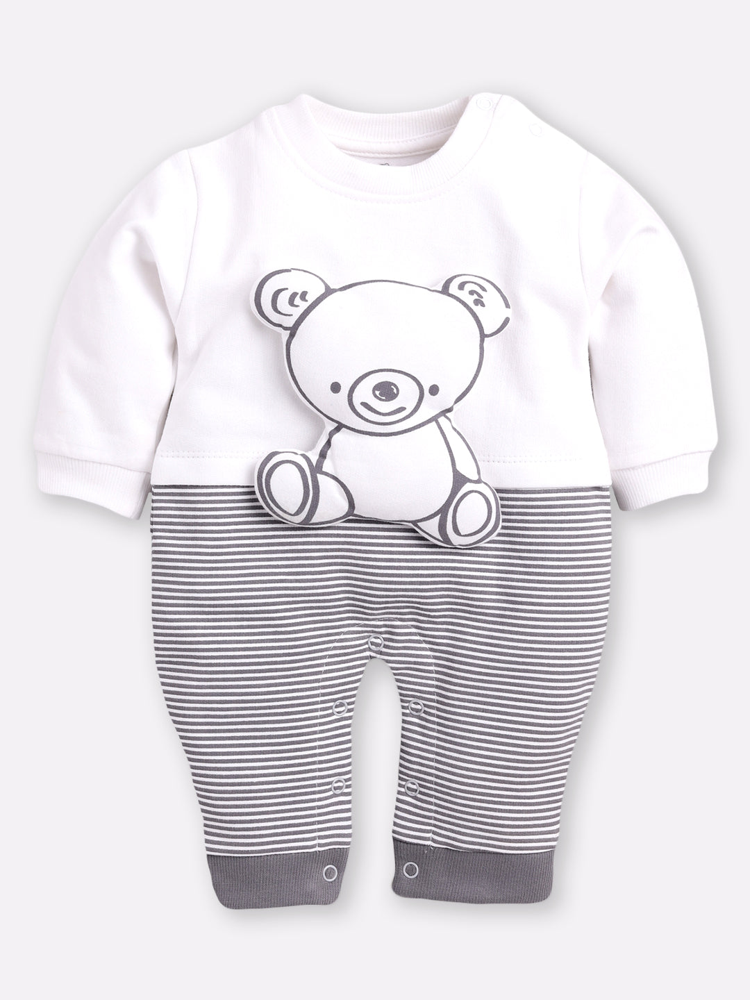 Full sleeve 100% Pure Cotton Romper for Newborn to Toddler Baby Boy-GREY