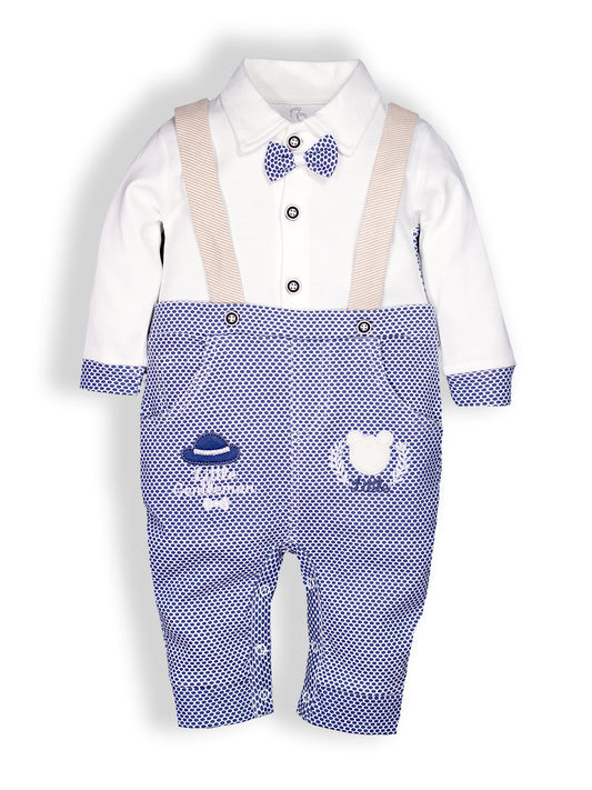 Romper with a bow for Baby Boy-NAVY