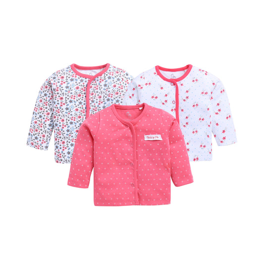 BABY GO Full Sleeve Set of 3 TEES Combo for Baby Girls FUSHIA